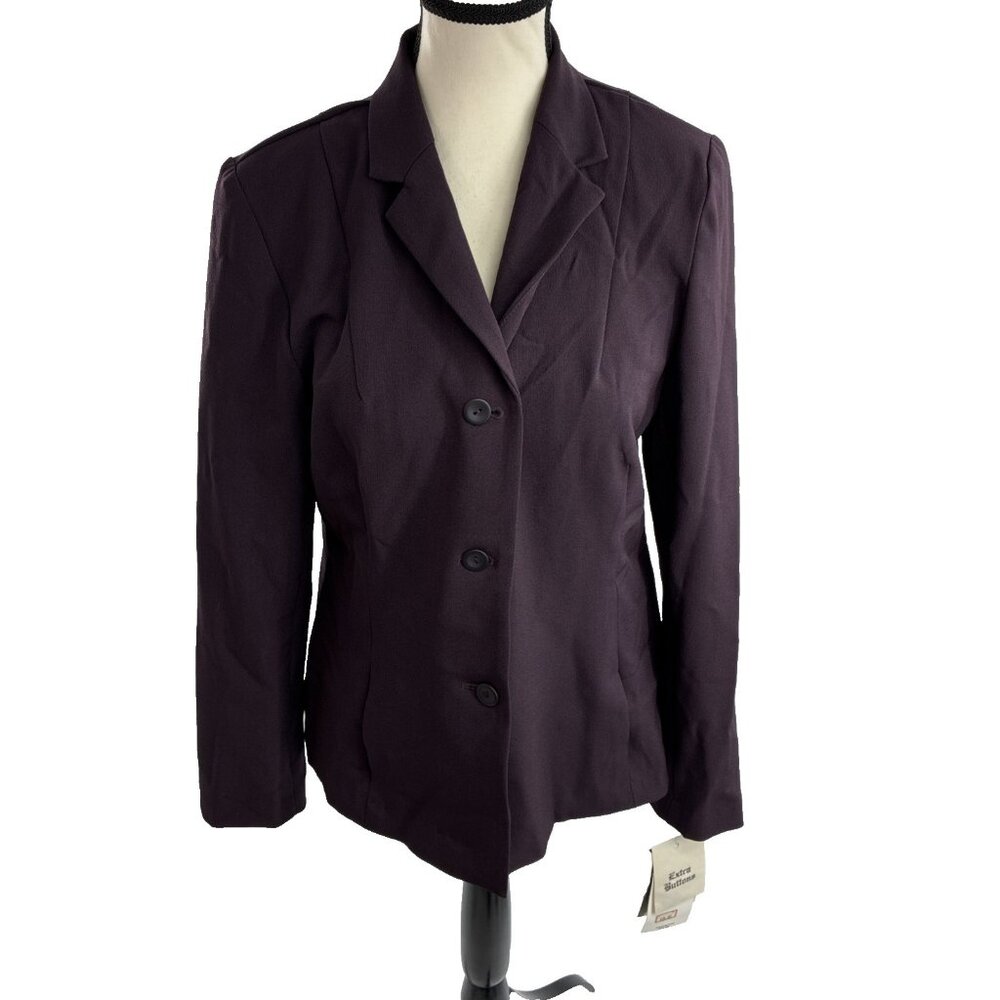 Norton McNaughton Womens Blazer Jacket Notch Lapel Button Front Purple Size 6